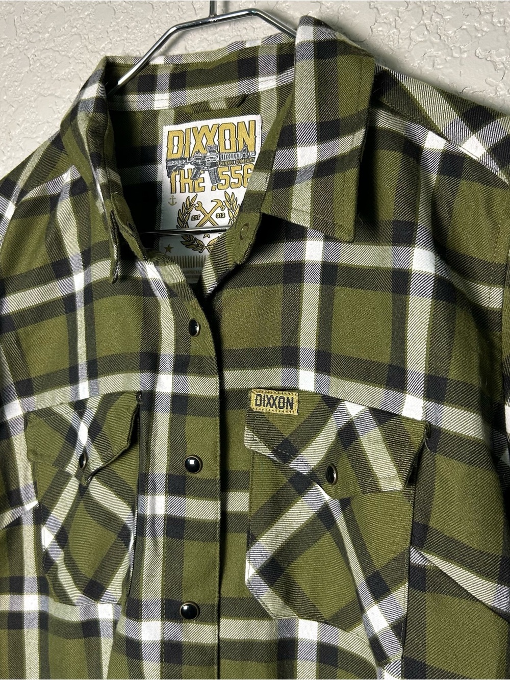 DIXXON The .556 Olive Green Plaid Flannel Shirt Pearl Snap
